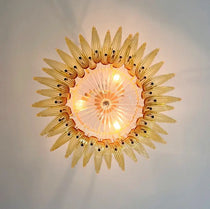 Murano Chandelier 36 Yellow Palmette Glass