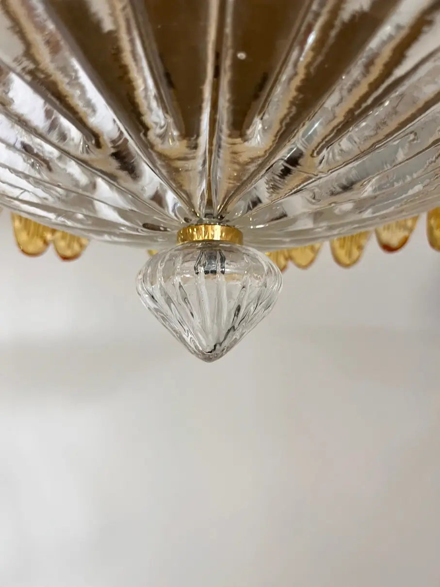 Murano Chandelier 36 Yellow Palmette Glass