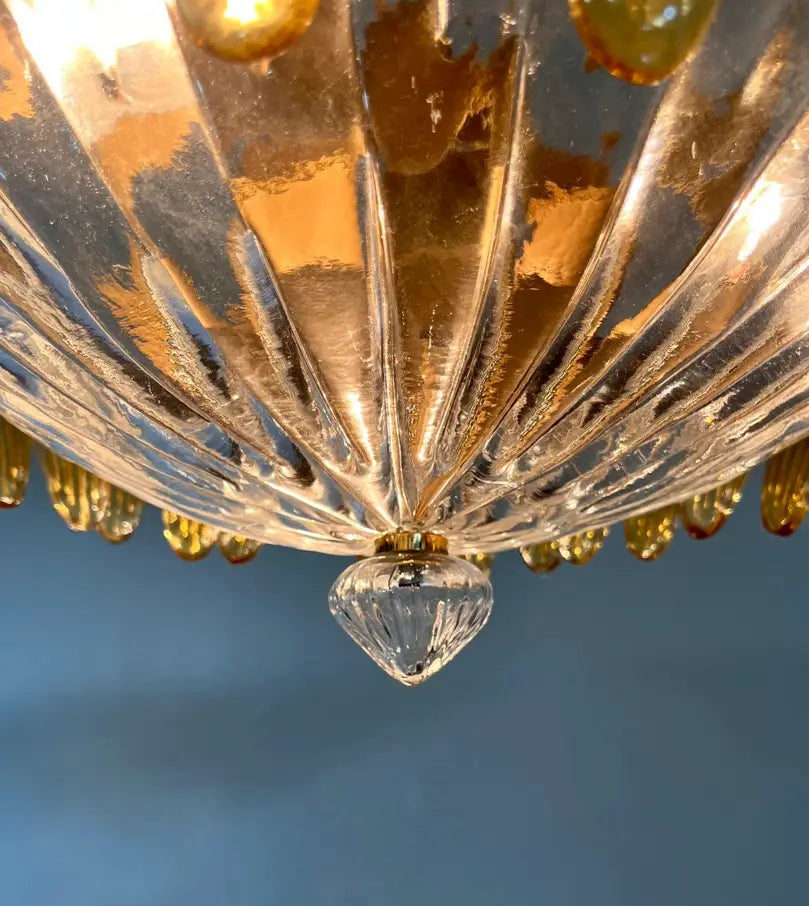 Murano Chandelier 36 Yellow Palmette Glass
