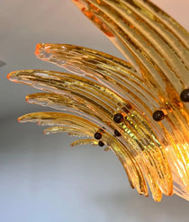 Murano Chandelier 36 Yellow Palmette Glass
