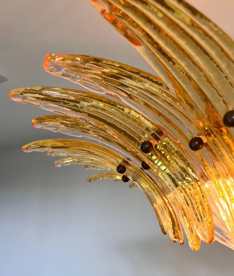 Murano Chandelier 36 Yellow Palmette Glass