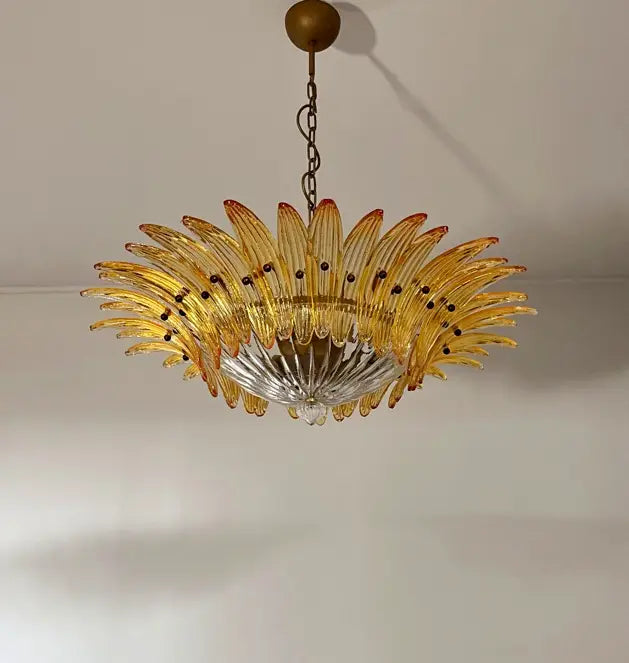 Murano Chandelier 36 Yellow Palmette Glass Secondary image