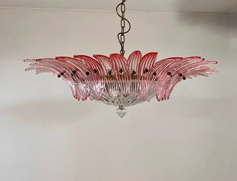 Murano Chandelier 36 Pink Palmette Glass Secondary image