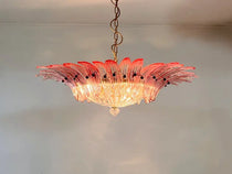 Murano Chandelier 36 Pink Palmette Glass