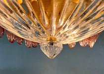 Murano Chandelier 36 Pink Palmette Glass