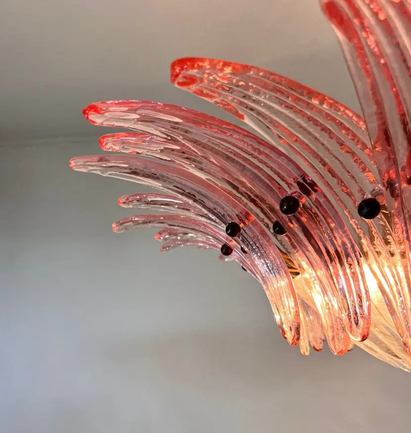 Murano Chandelier 36 Pink Palmette Glass