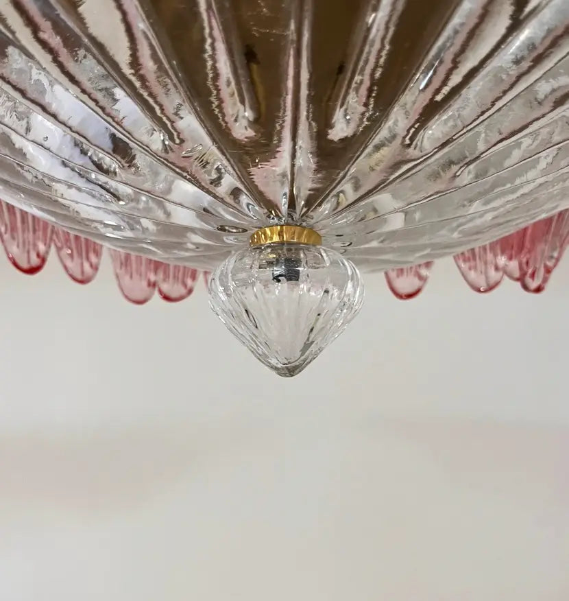 Murano Chandelier 36 Pink Palmette Glass