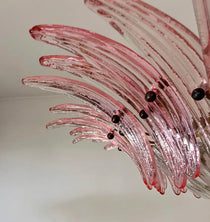 Murano Chandelier 36 Pink Palmette Glass
