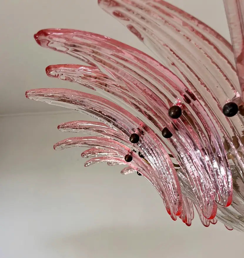 Murano Chandelier 36 Pink Palmette Glass