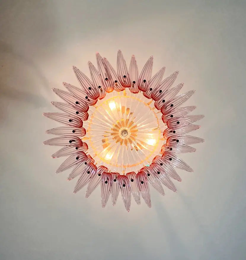 Murano Chandelier 36 Pink Palmette Glass