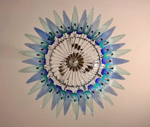 Murano Chandelier 36 Blue Palmette Glass