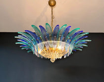 Murano Chandelier 36 Blue Palmette Glass