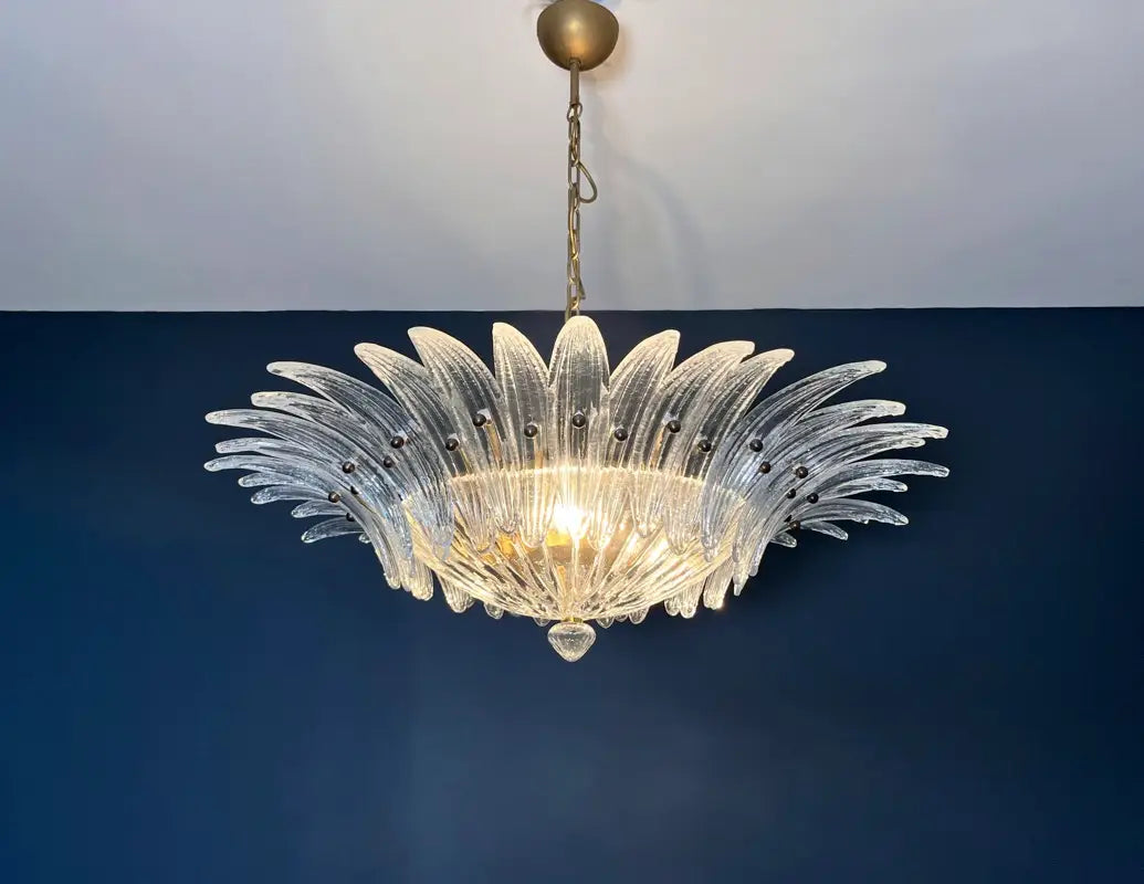 Murano Chandelier 36 Clear Palmette Glass - Oasislives