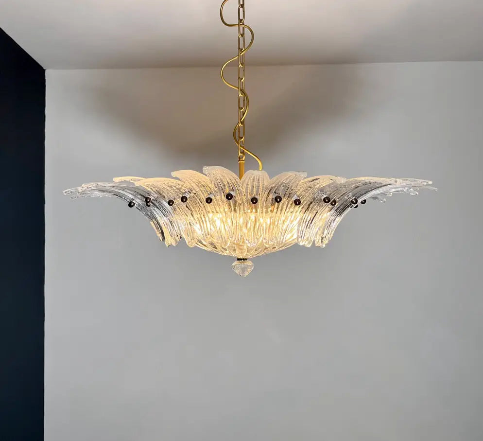 Murano Chandelier 36 Clear Palmette Glass - Oasislives