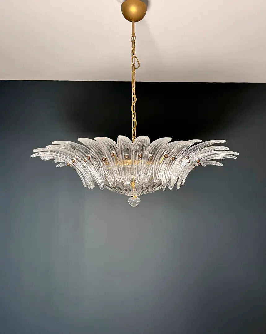 Murano Chandelier 36 Clear Palmette Glass Secondary image