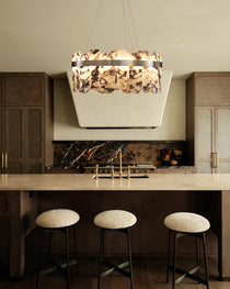 Modern LED Marble Round Chandelier 24" 32"