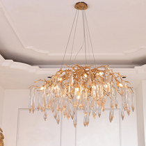 Iris Raindrop Brass Branch Round Crystal Chandelier 25'' 35'' 41''D