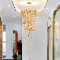 Della Modern Gold Leaf Staircase Chandelier
