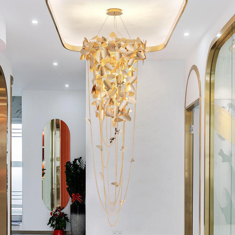 Della Modern Gold Leaf Staircase Chandelier