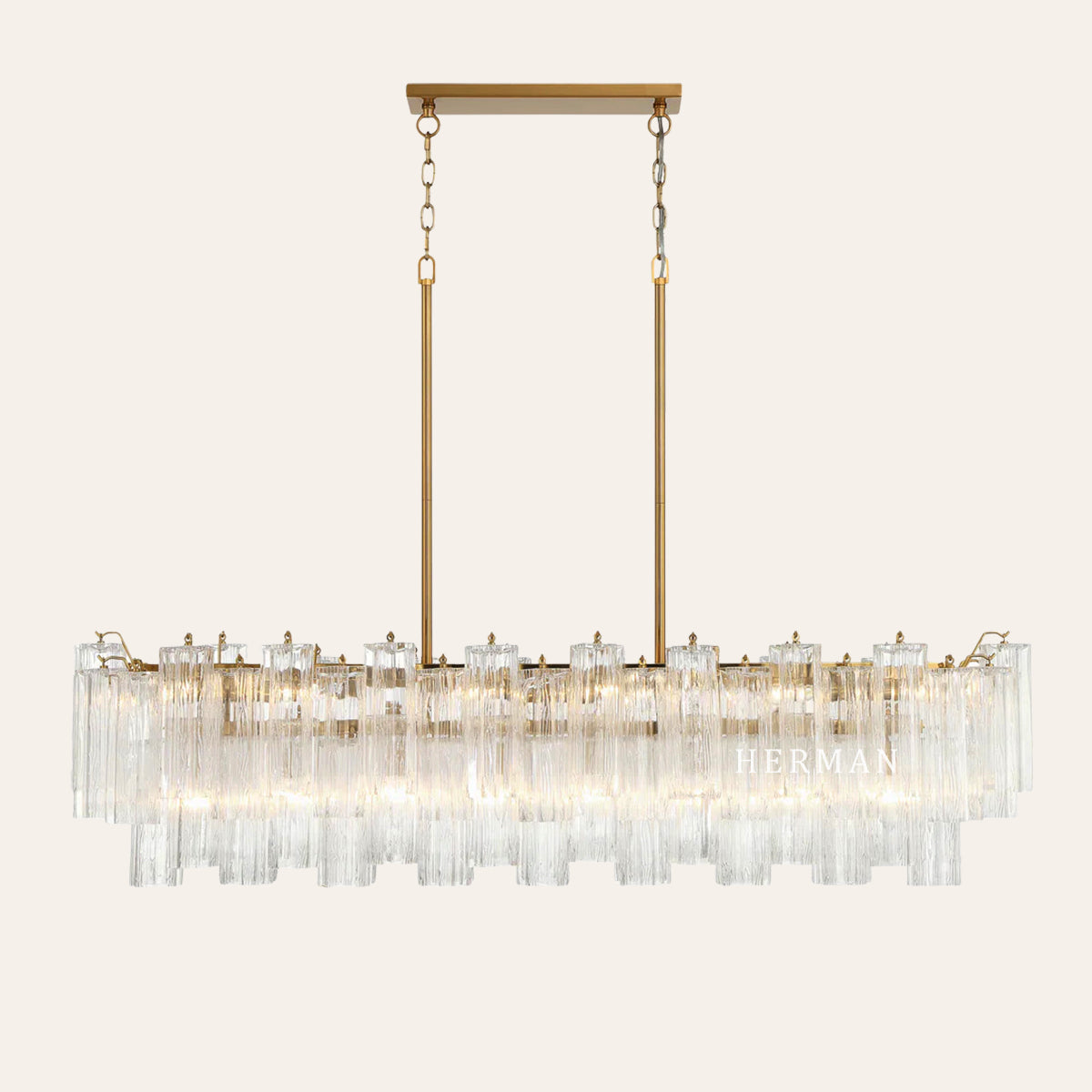 Modern Addis Murano Glass Linear Chandelier 51" - CasaraHouse