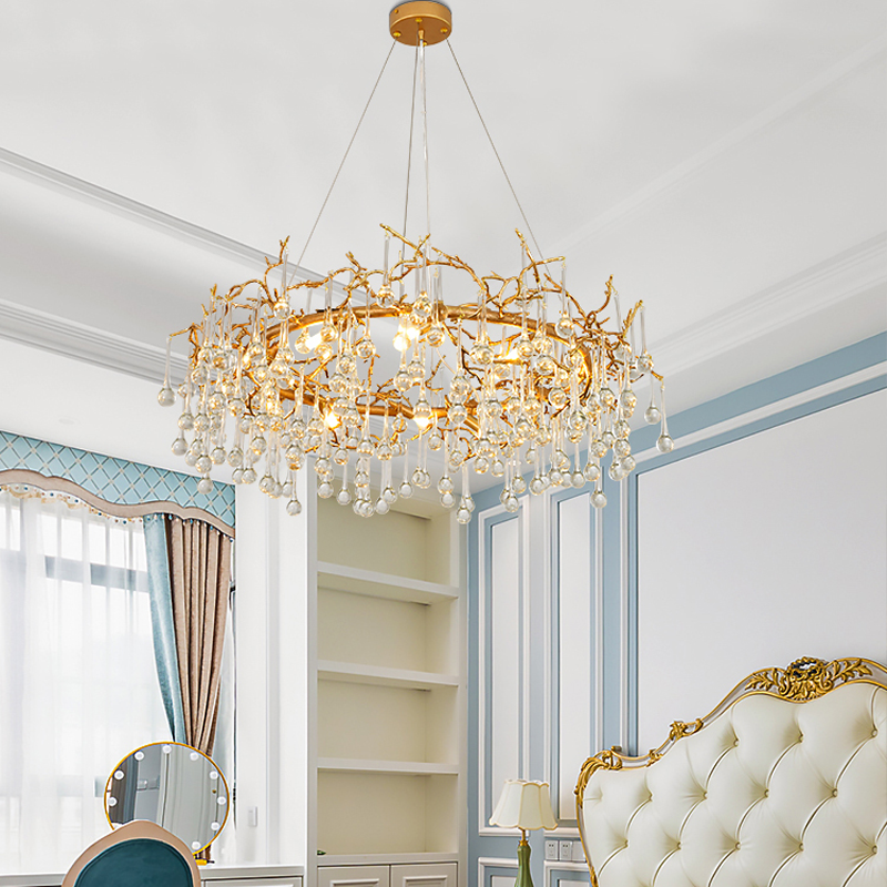 Iris Raindrop Clear Crystal Ring Branch Chandelier