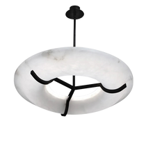 Glacera Modern Round Alabaster Dining Room Chandelier