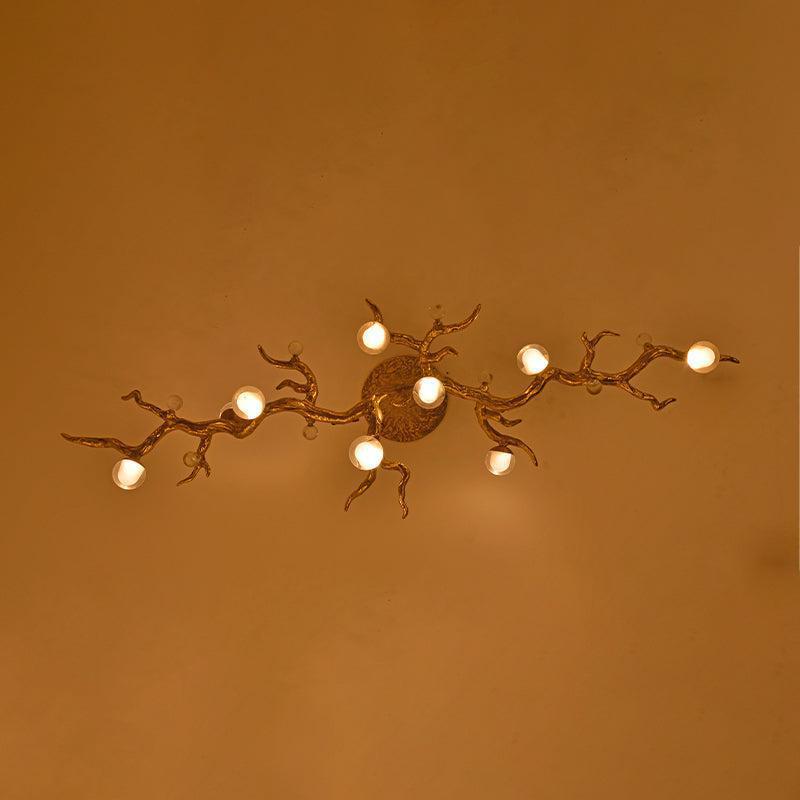 Modern Linear Glass Ball Branch Semi Flush Chandelier Secondary image