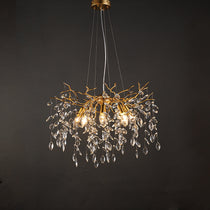 Leek Gold Crystal Branch Chandelier 24"D