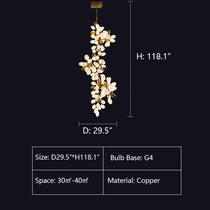 Large Branch Copper Chandelier with Grape Shape