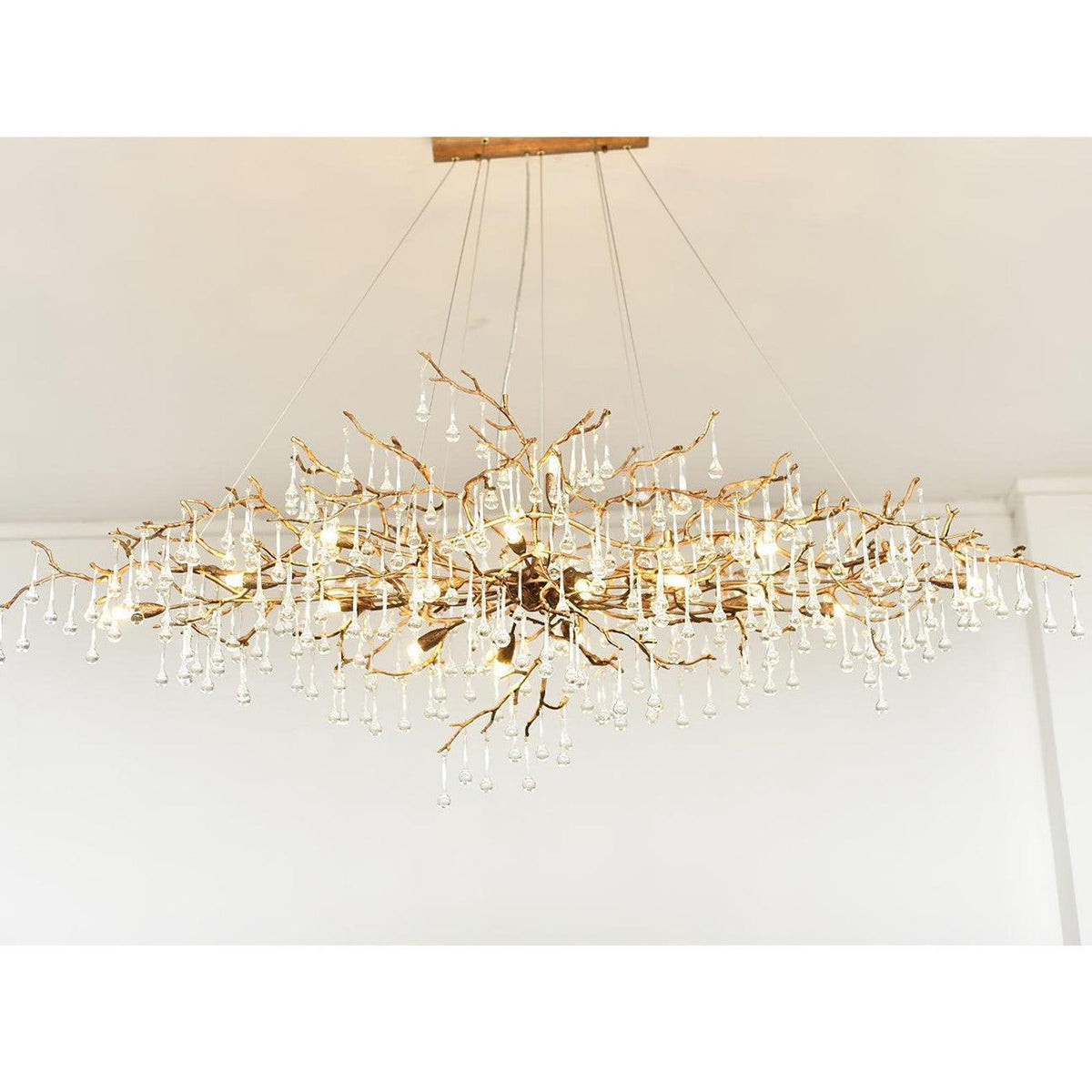 Tina Raindrop Branch Crystal Brass Chandelier