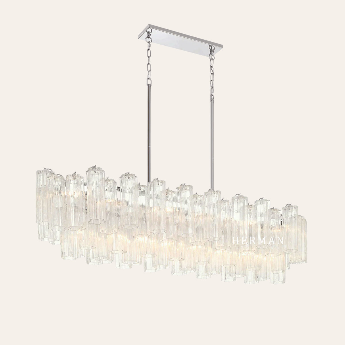 Modern Addis Murano Glass Linear Chandelier 51" - CasaraHouse