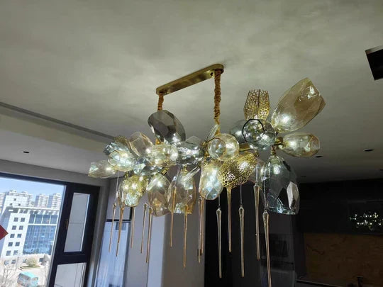 Glass Chandelier Italian Light Luxury Light Fixture for Dining Room/Living Room