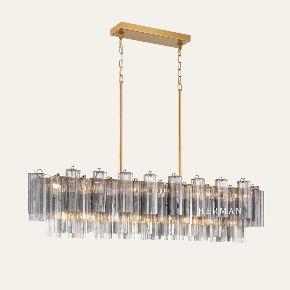 Modern Addis Murano Glass Linear Chandelier 51" - CasaraHouse