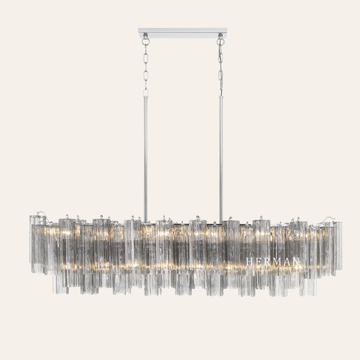 Modern Addis Murano Glass Linear Chandelier 51" - CasaraHouse
