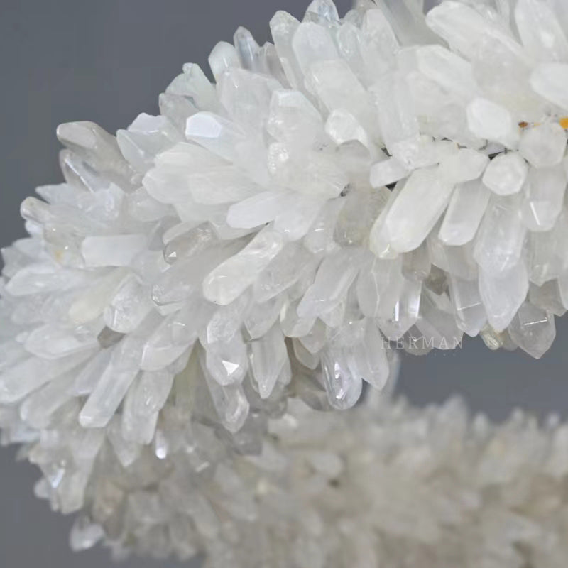 Cervine Quartz Stone Round Clear Geode Quartz Crystal Ring Chandelier