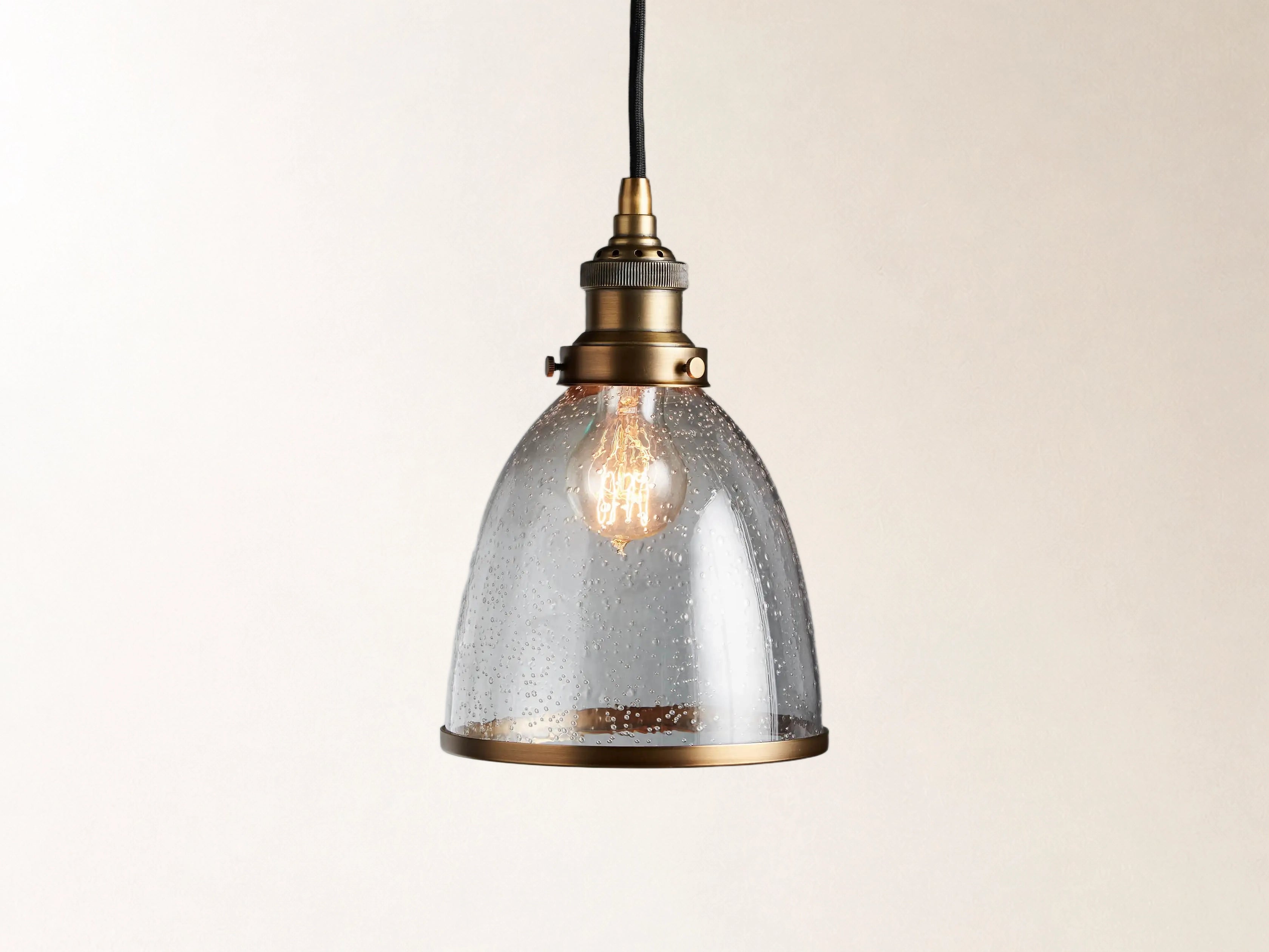 Industrial Cloche Pendant in Antiqued Brass Secondary image