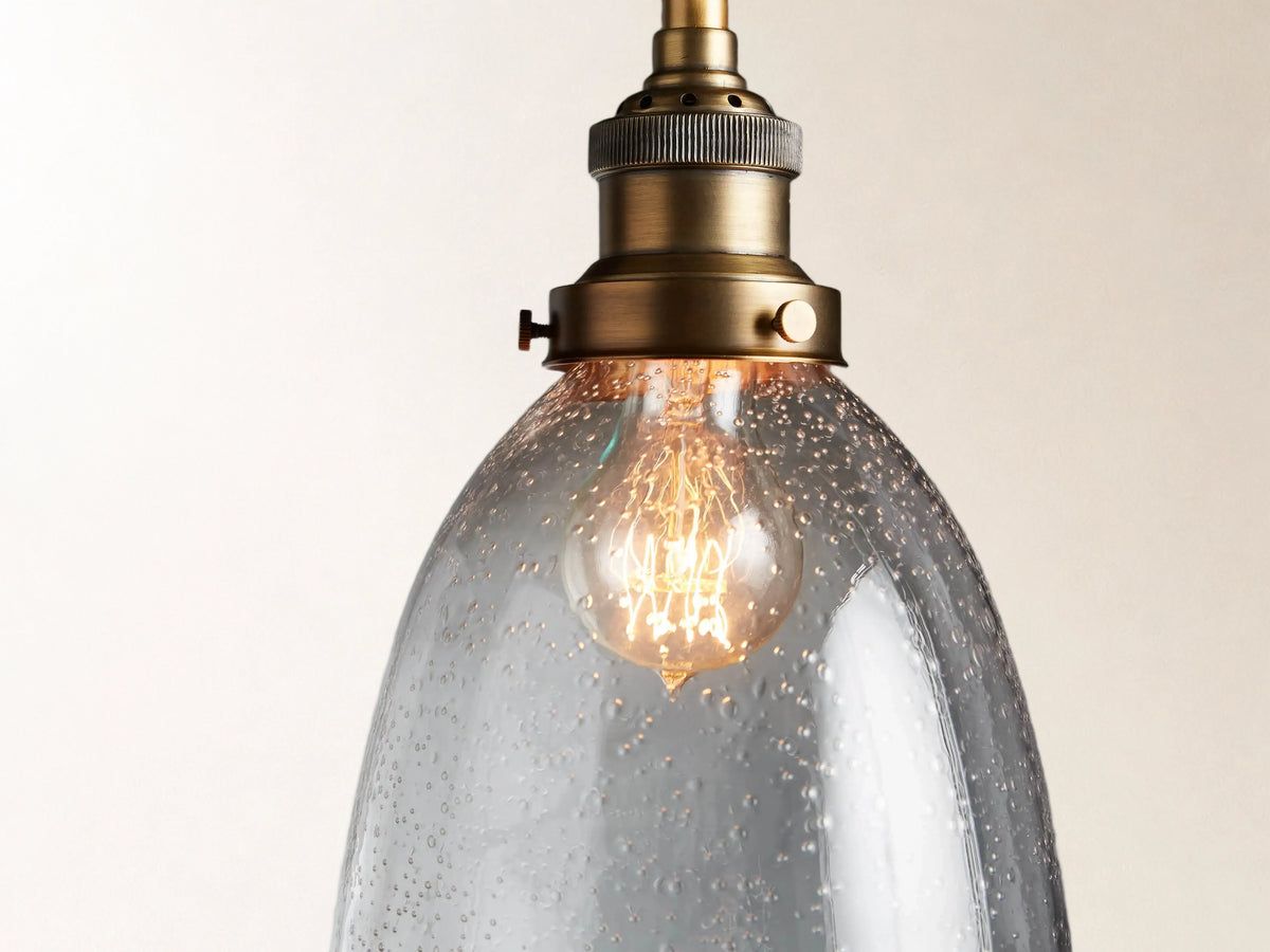 Industrial Cloche Pendant in Antiqued Brass