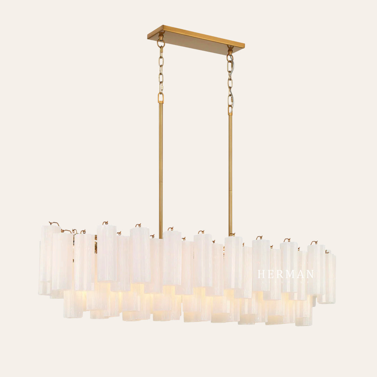 Modern Addis Murano Glass Linear Chandelier 51" - CasaraHouse