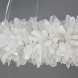 Premium 24-47 Inch Round Clear Geode Quartz Crystal Ring Pendant Light Modern Chandelier for Living Room - CasaraHouse