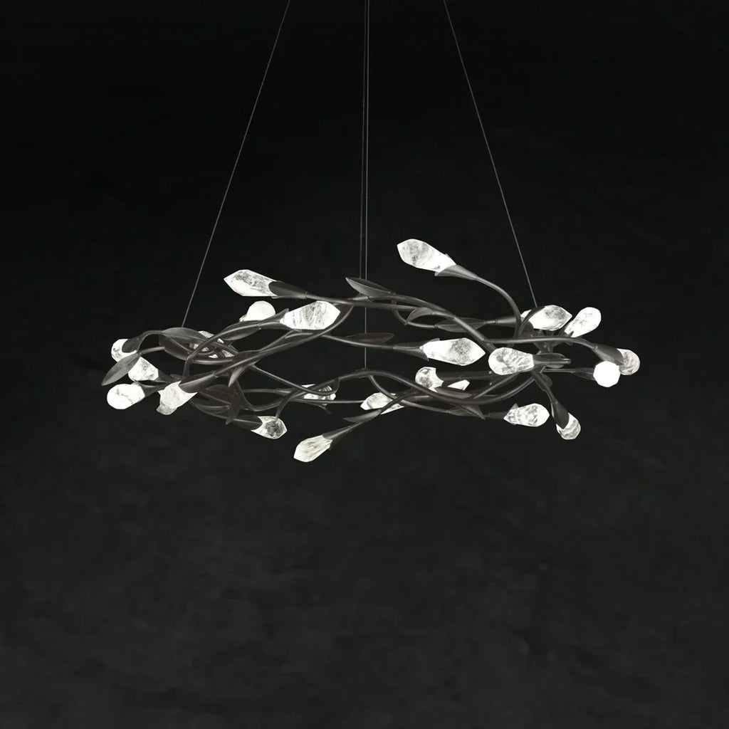 Modern Linear/Round Floral Branches Crystal Chandelier