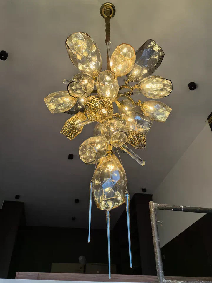 Glass Chandelier Italian Light Luxury Light Fixture for Dining Room/Living Room