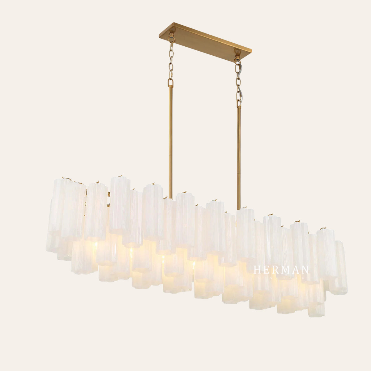 Modern Addis Murano Glass Linear Chandelier 51" - CasaraHouse