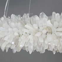 Cervine Quartz Stone Round Clear Geode Quartz Crystal Ring Chandelier