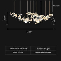 Gingko Large Ceramic Flower Artistic Branch Chandelier