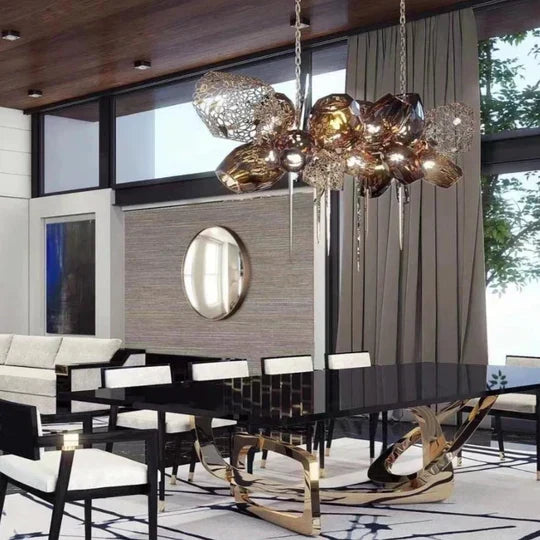 Glass Chandelier Italian Light Luxury Light Fixture for Dining Room/Living Room
