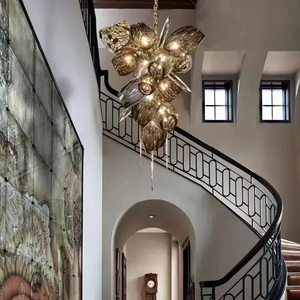 Glass Chandelier Italian Light Luxury Light Fixture for Dining Room/Living Room