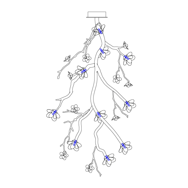 Contemporary Large Long Branch Flower Chandelier - CasaraHouse
