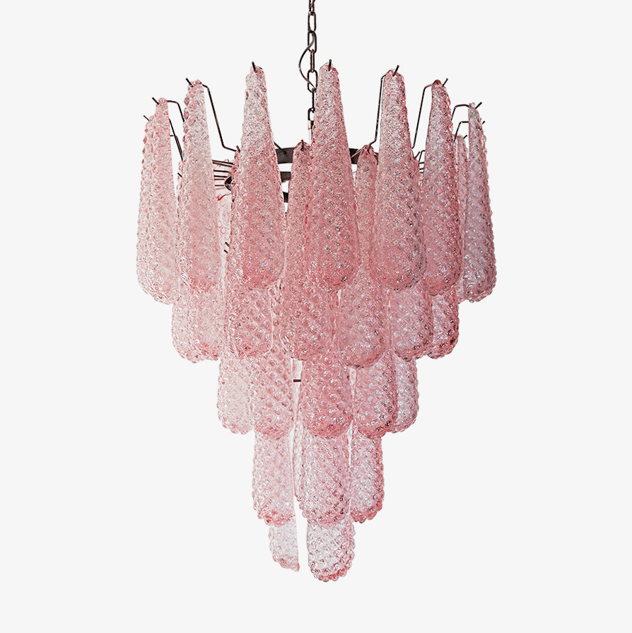 Murano Pink Glass Droplet Chandelier Secondary image