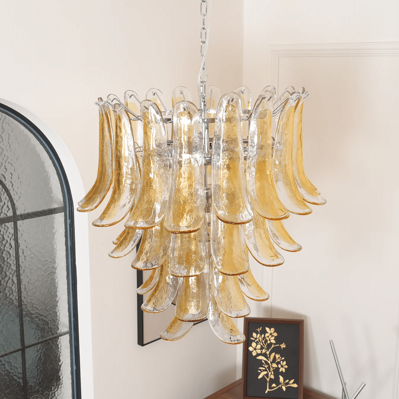 Murano Glass Amber Lily Chandelier