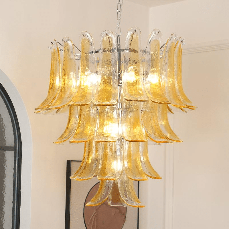 Murano Glass Amber Lily Chandelier